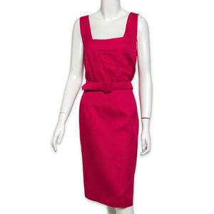 David Meister Women's Pink A-Line Dress With Belt - Used - Size 14